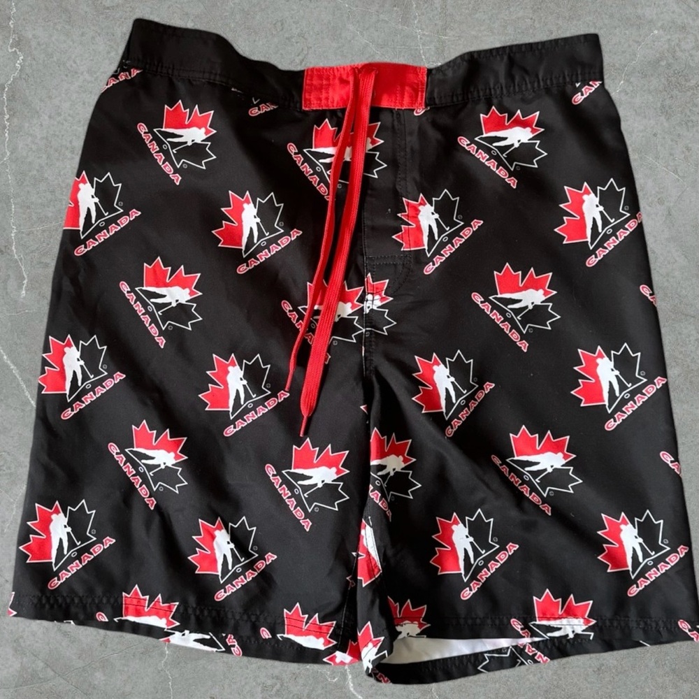 Men's Black Swim Board Shorts with Hockey Canada Logo